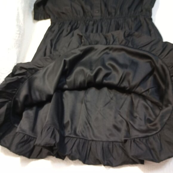 Cassees Mini Dress Womens Black Puff Sleeve Elastic Waist & Lining Size L - Picture 6 of 9